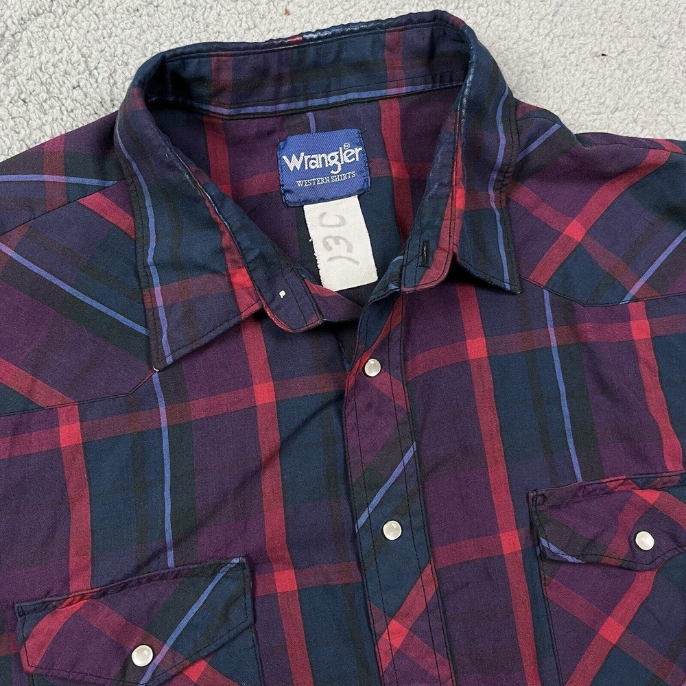 Wrangler Western Shirt Mens Pearl Snap Long Sleeve Blue Red Purple Black Sz 2XL